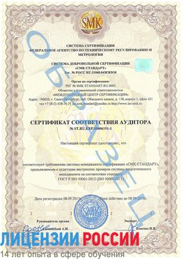Образец сертификата соответствия аудитора №ST.RU.EXP.00006191-1 Юрга Сертификат ISO 50001